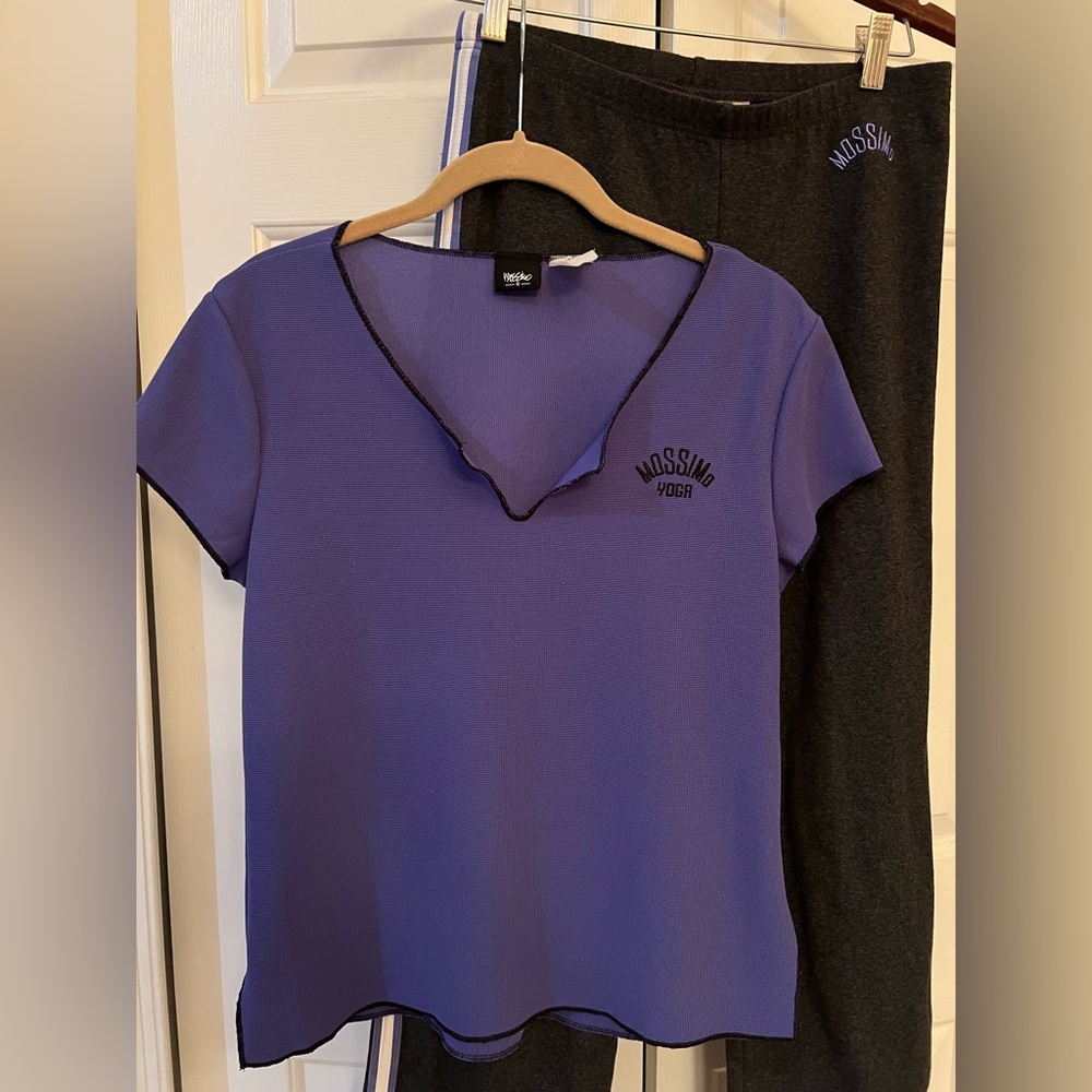 Mossimo Purple and Dark Gray Yoga Pants and Top Set (2 pieces) Size L - Picture 3 of 9